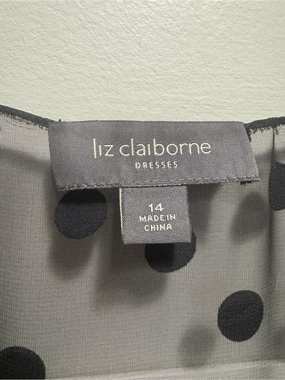 Liz Claiborne Black Chiffon Polka Dot Dress Size 14 - Picture 6 of 12